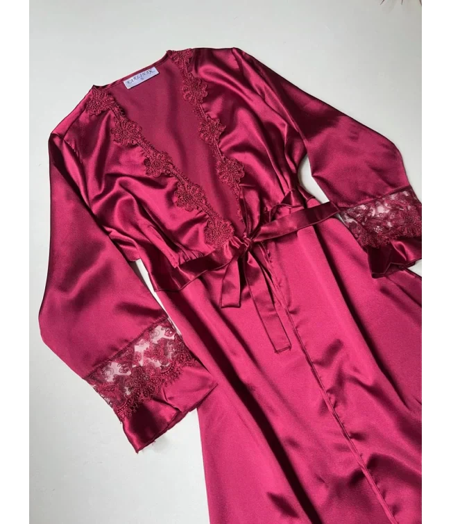 Karinex  6 Pcs Long Slit Silk Nighty Set