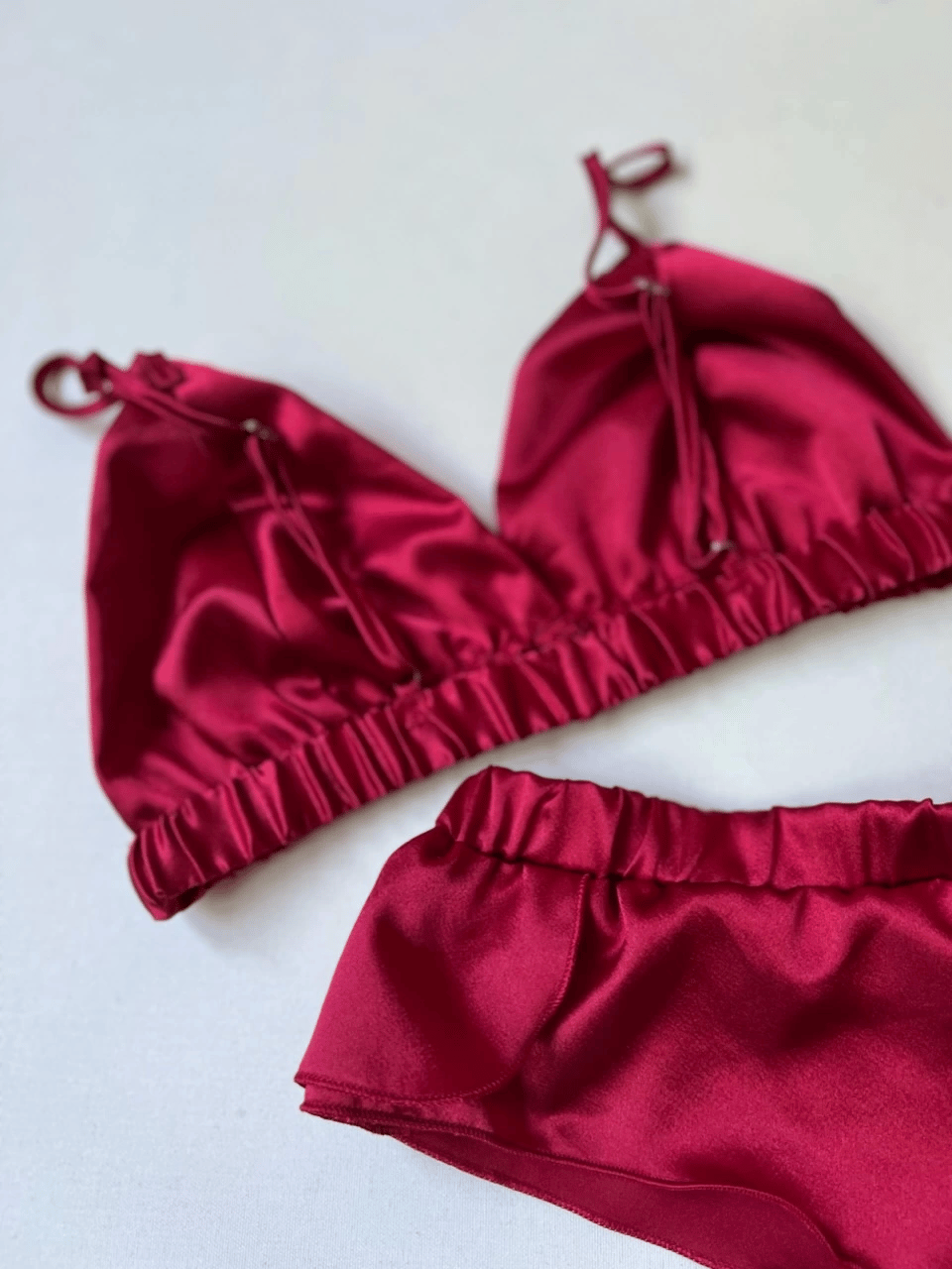 Red Satin Bralet Set